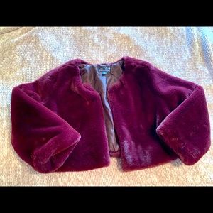 Formal cropped faux fur jacket